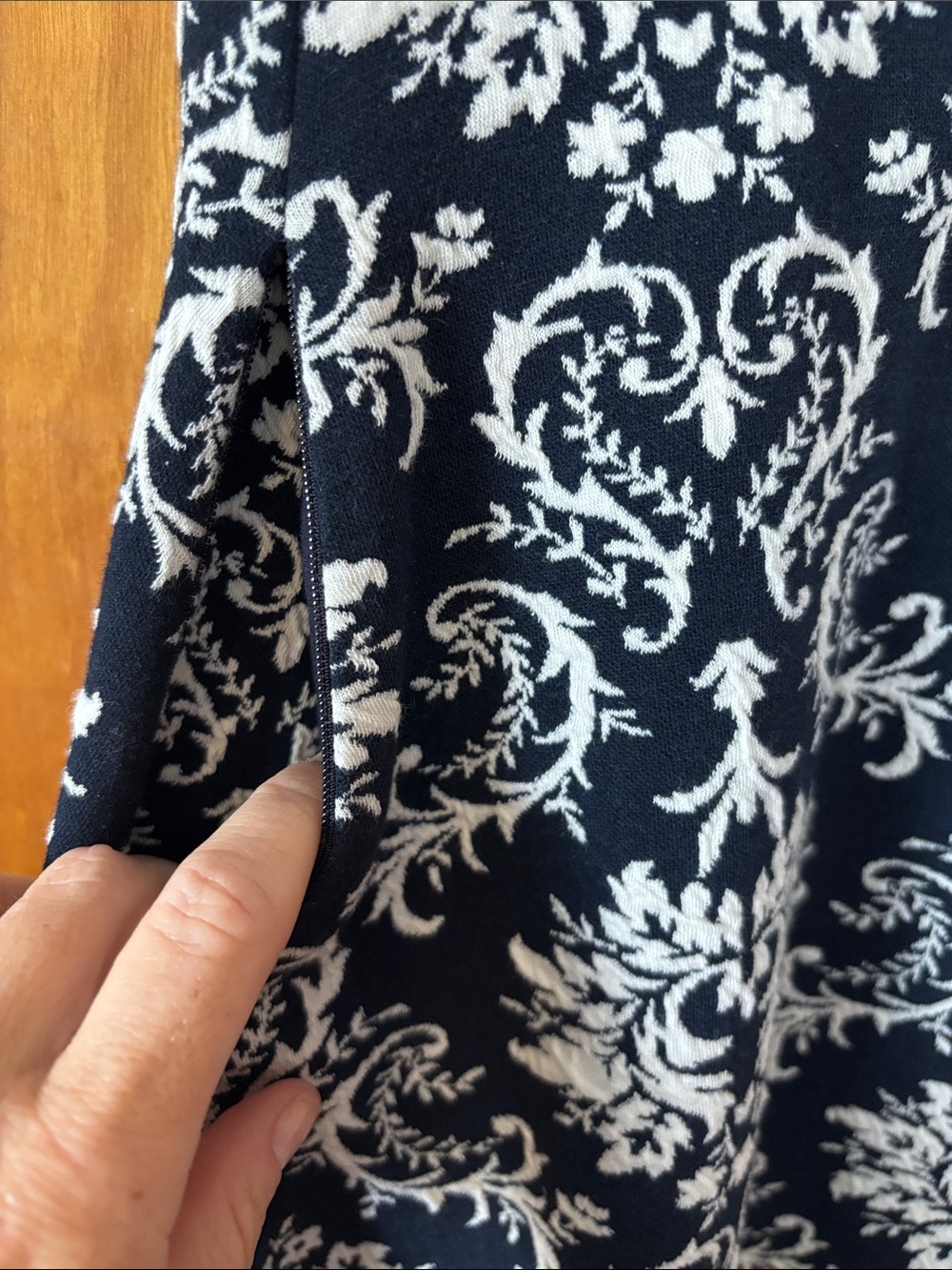 ME+EM Navy and White Damask Midi Dress - Picture 3 of 8